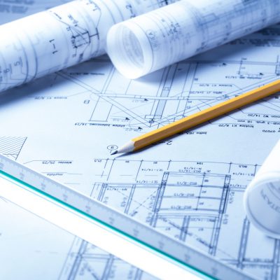 Blueprints and a pencil