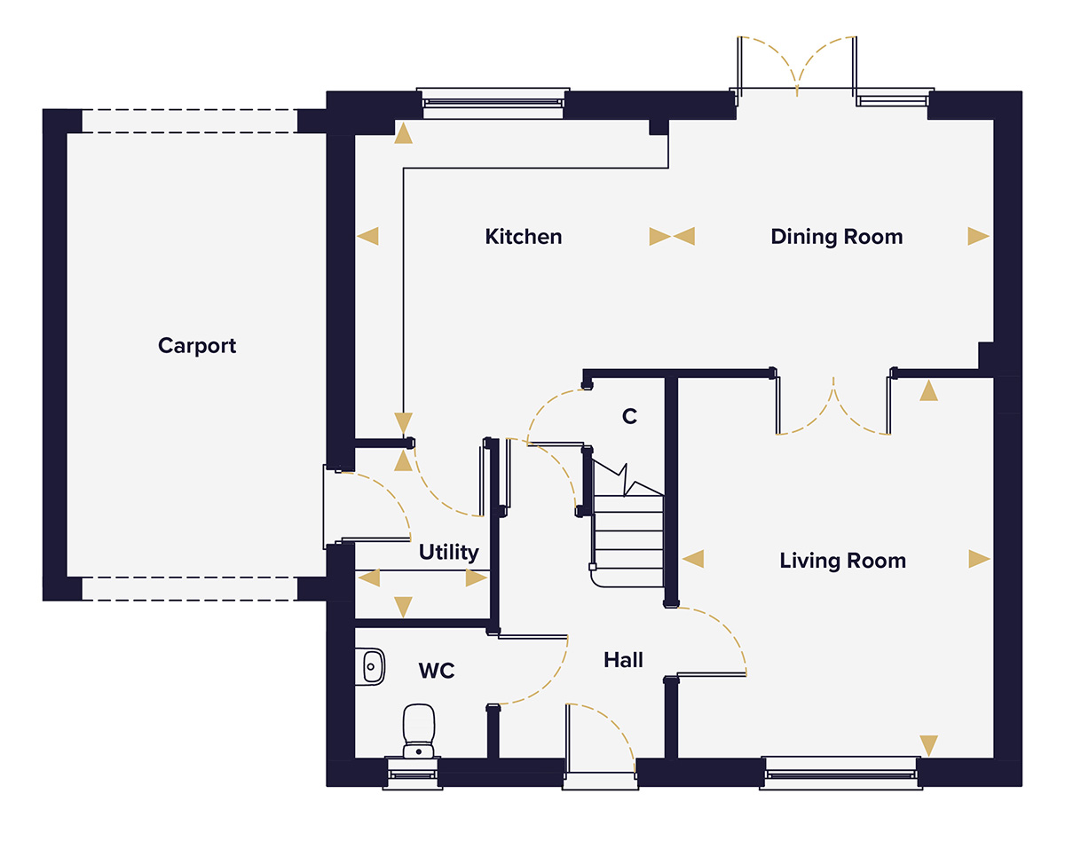 The Hingham Ground Floor Plan - Hopkins Homes