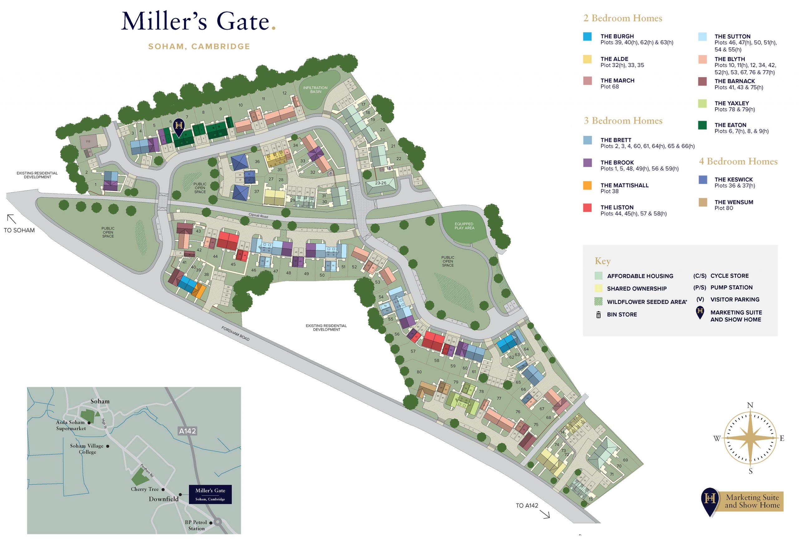 Site Plan Miller's Gate Soham - Hopkins Homes
