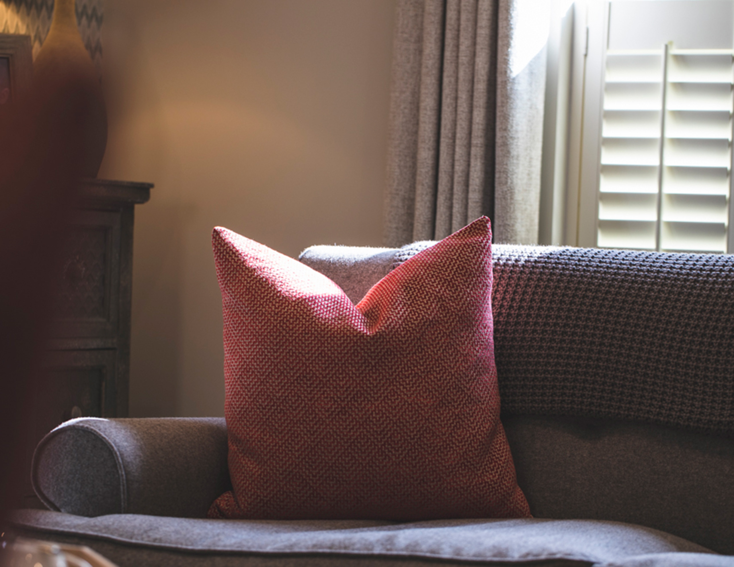 Hopkins Homes living room close up of a sofa