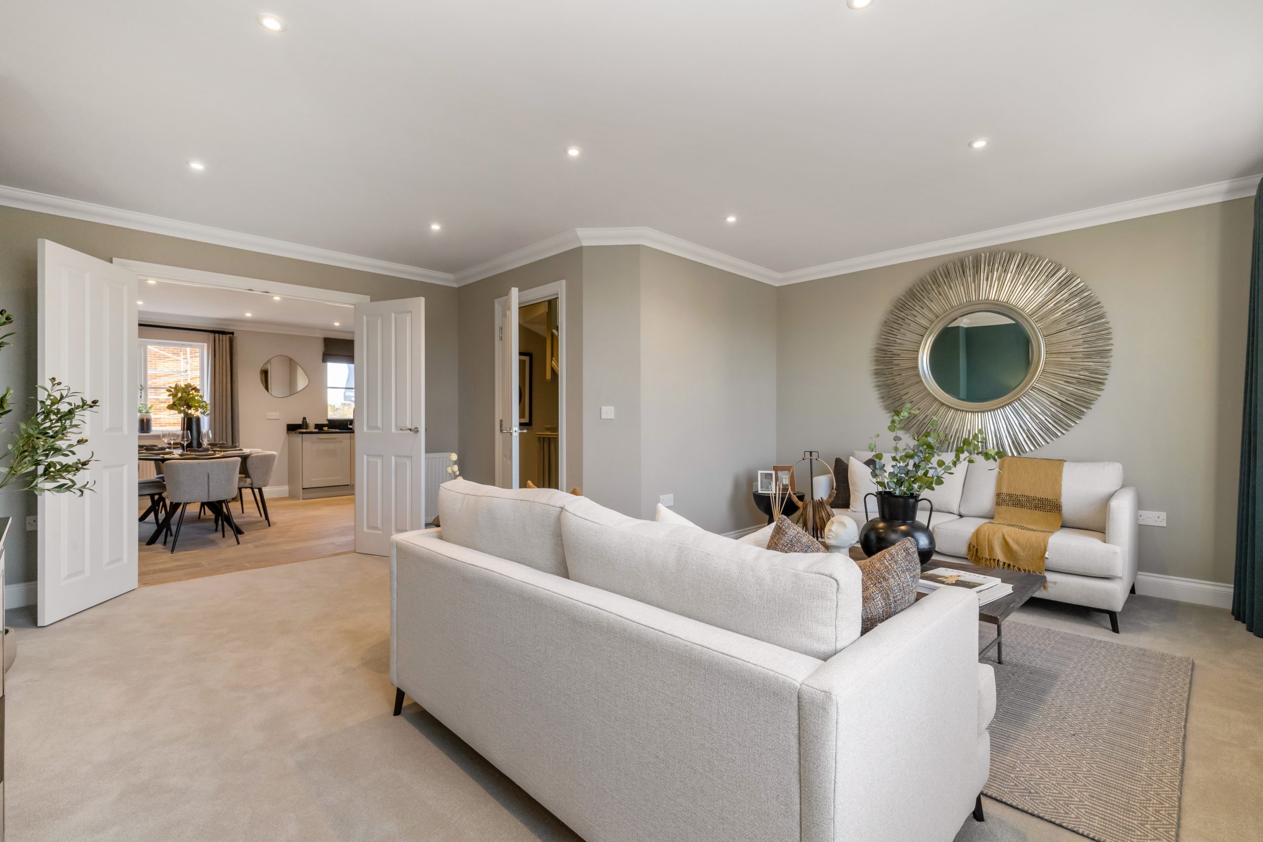 Open plan living in a Hopkins Homes show home