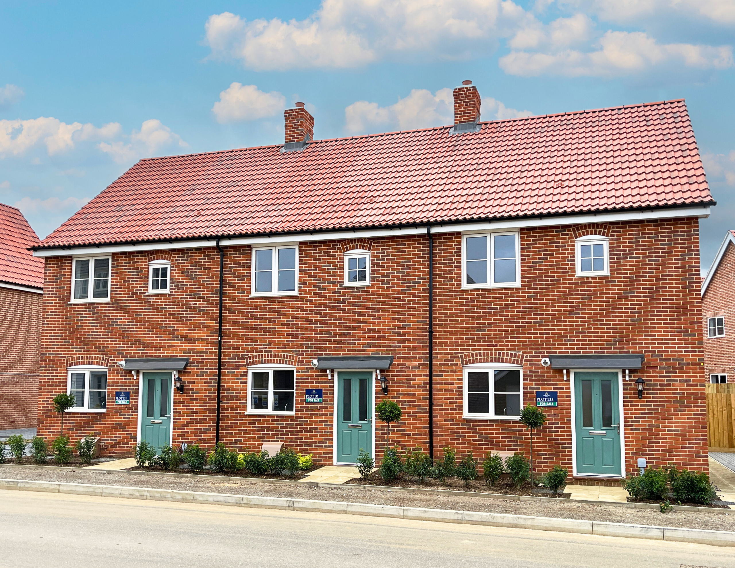 A row of terraced houses on a Hopkins Homes development