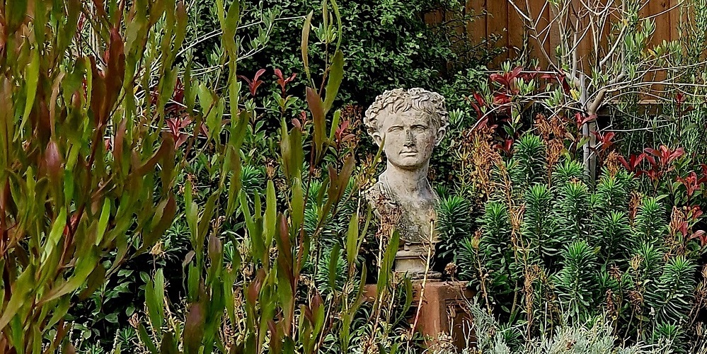 Garden statue in a Hopkins Homes new build garden