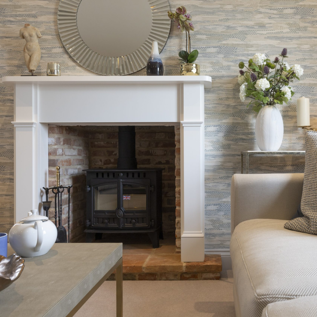 An open fire place in a Hopkins Homes' show home