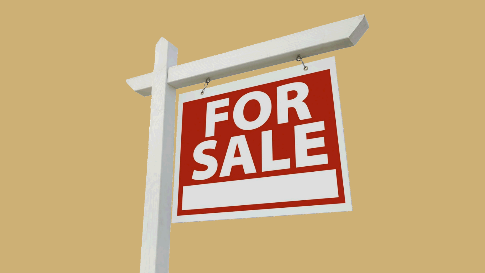 For sale sign on a gold background in landscape