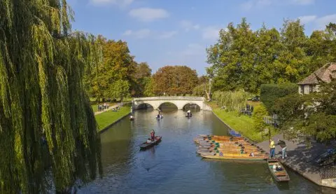 Punting on the River Cam and Trinity Bridge